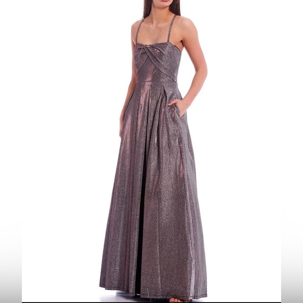 Glitter Wrap Bodice Pleated Ball Gown